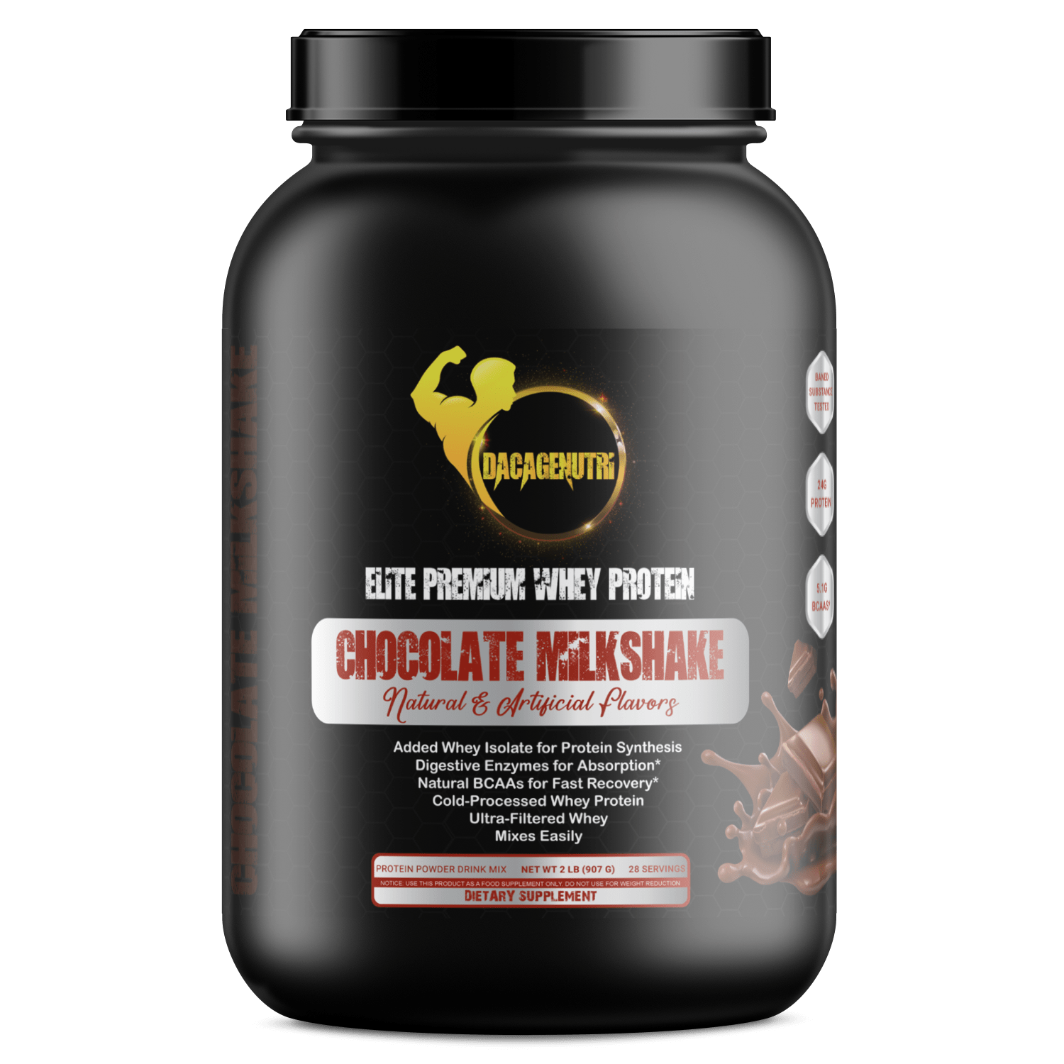 Dacagenutri Elite Whey Protein 2lb Chocolate Flavor 28 Servings