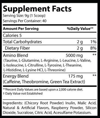 Energized Amino Raspberry Iced 360g - 40 servings - Image 2