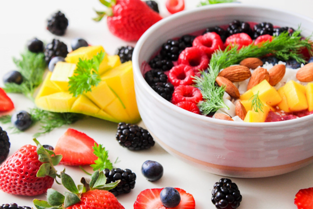 Healthy Eating bowl of mix fruits and nuts
